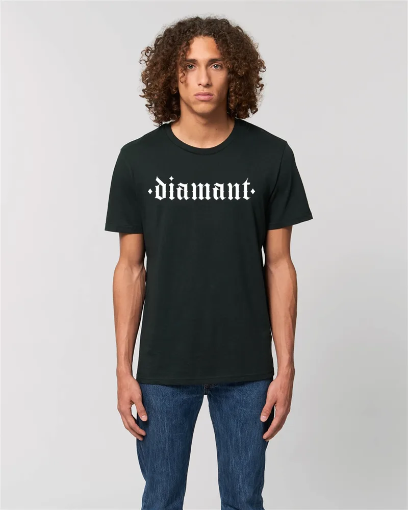 Diamant t-shirt, svart med vitt tryck