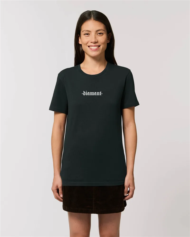 Diamant t-shirt, svart med litet tryck